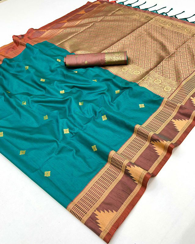 Latest Rajtex Kontessa Temple Tussar Silk Handloom Weaving Saree Wholesale 2026