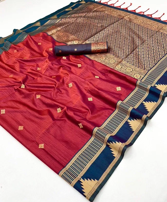 Latest Rajtex Kontessa Temple Tussar Silk Handloom Weaving Saree Wholesale 2026