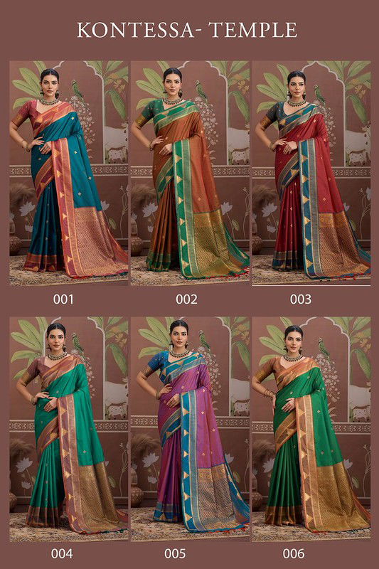Latest Rajtex Kontessa Temple Tussar Silk Handloom Weaving Saree Wholesale 2026