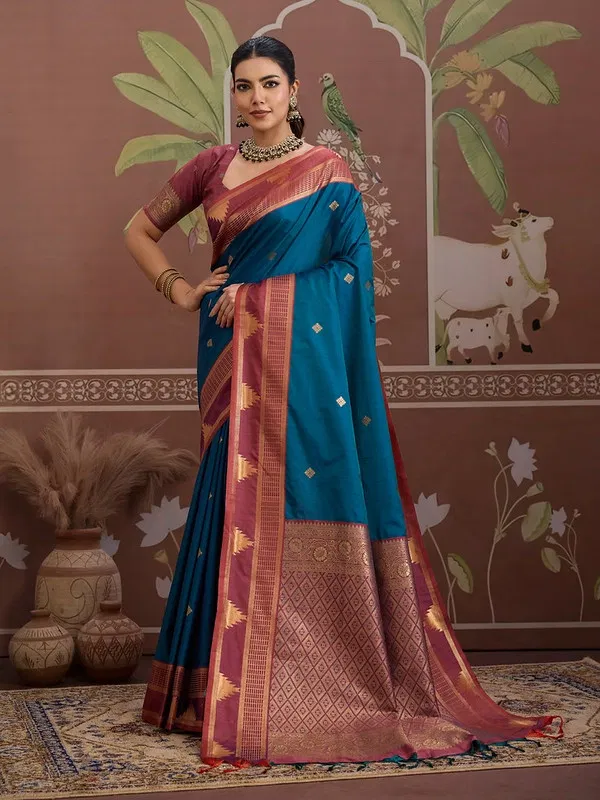 Latest Rajtex Kontessa Temple Tussar Silk Handloom Weaving Saree Wholesale 2026