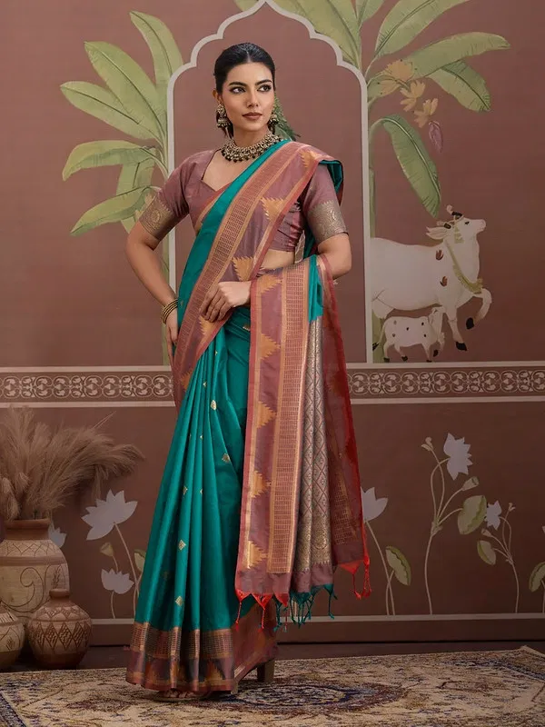 Latest Rajtex Kontessa Temple Tussar Silk Handloom Weaving Saree Wholesale 2026