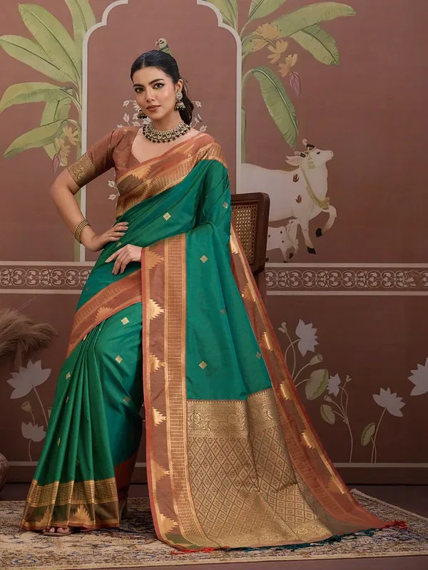 Latest Rajtex Kontessa Temple Tussar Silk Handloom Weaving Saree Wholesale 2026