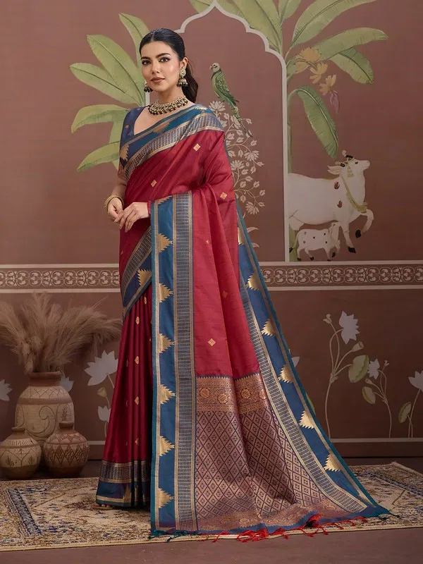 Latest Rajtex Kontessa Temple Tussar Silk Handloom Weaving Saree Wholesale 2026