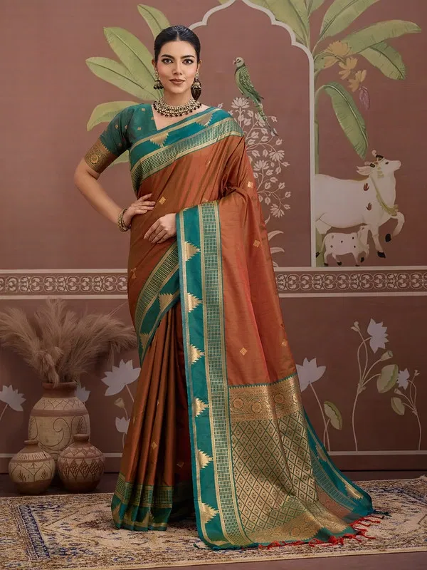 Latest Rajtex Kontessa Temple Tussar Silk Handloom Weaving Saree Wholesale 2026