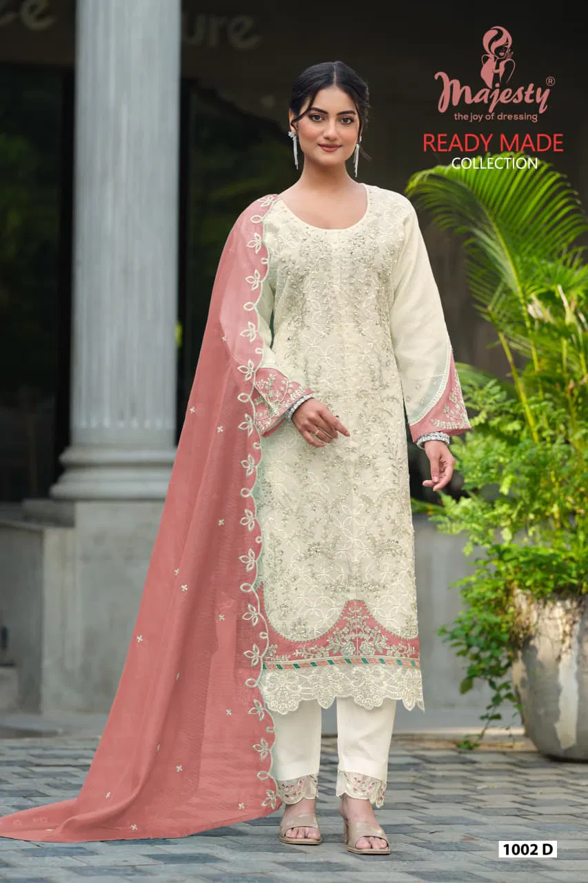 Latest Majesty 1002 A To D Kota Checks With Embroidery Work Pakistani Salwar Kameez Wholesale 2026