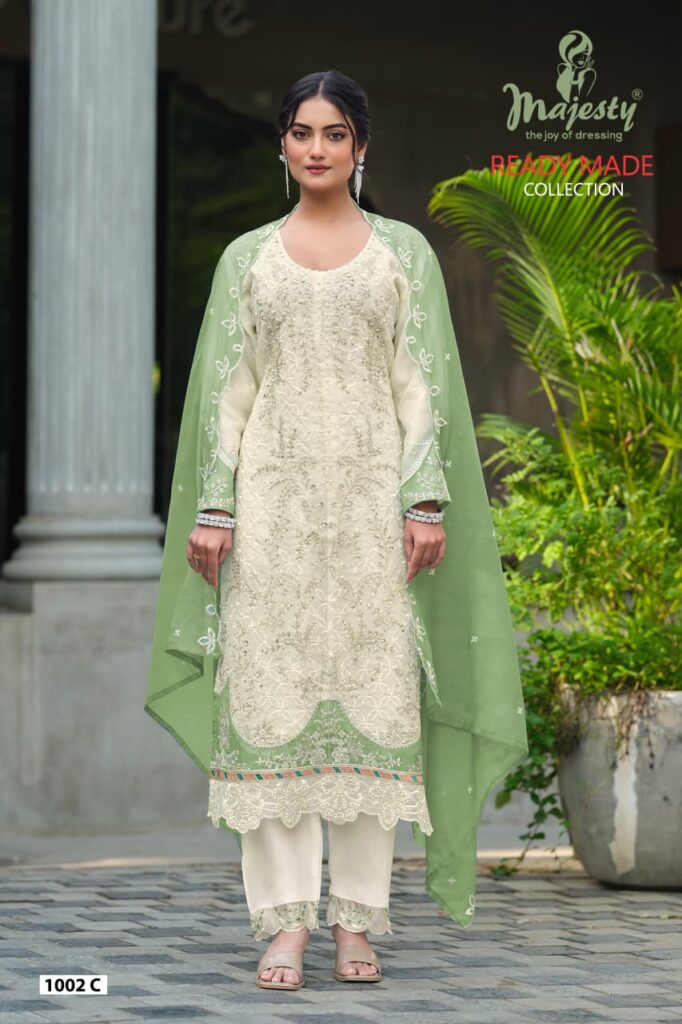 Latest Majesty 1002 A To D Kota Checks With Embroidery Work Pakistani Salwar Kameez Wholesale 2026