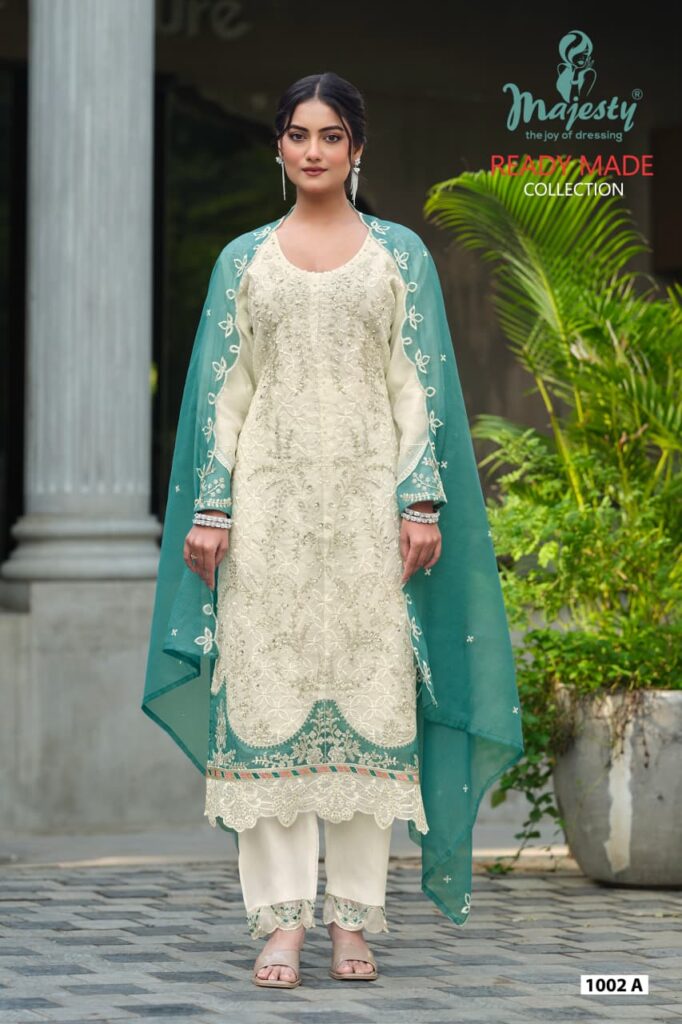 Latest Majesty 1002 A To D Kota Checks With Embroidery Work Pakistani Salwar Kameez Wholesale 2026