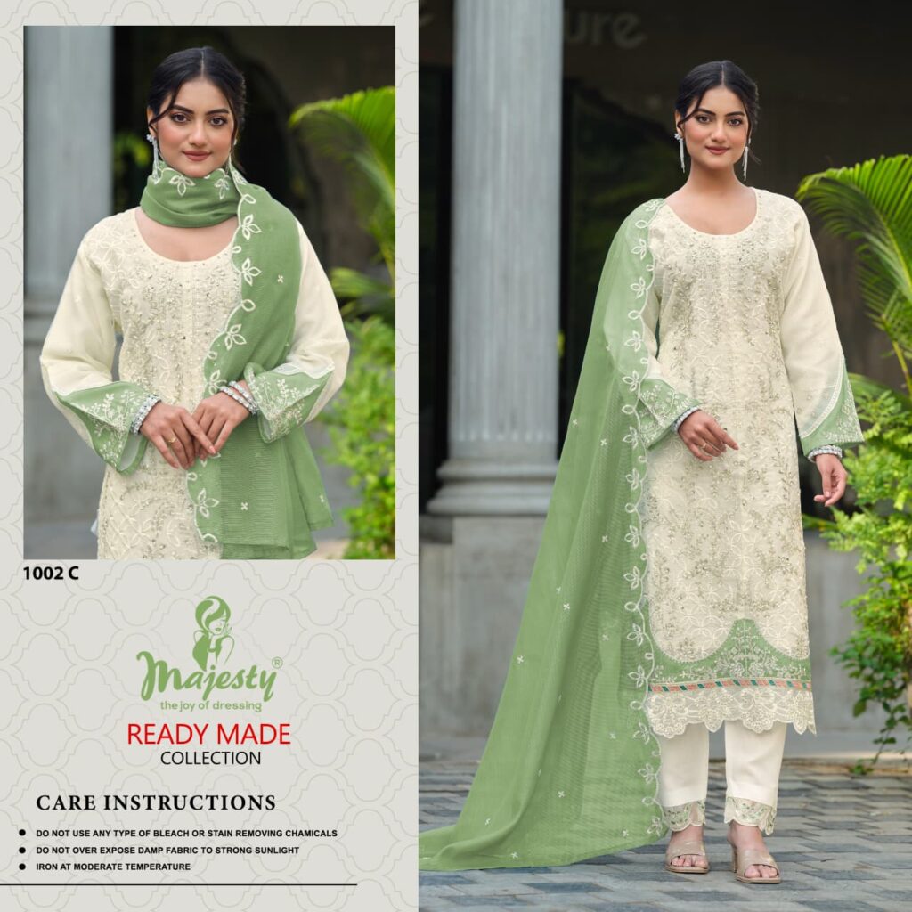 Latest Majesty 1002 A To D Kota Checks With Embroidery Work Pakistani Salwar Kameez Wholesale 2026