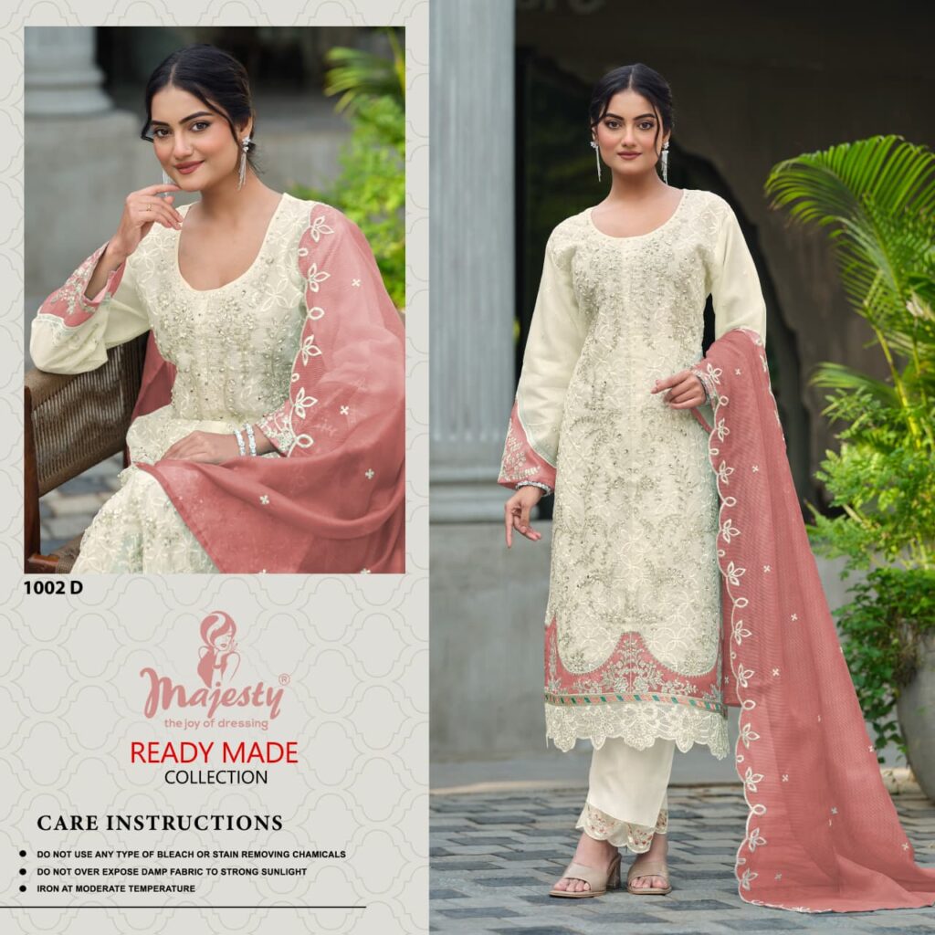 Latest Majesty 1002 A To D Kota Checks With Embroidery Work Pakistani Salwar Kameez Wholesale 2026
