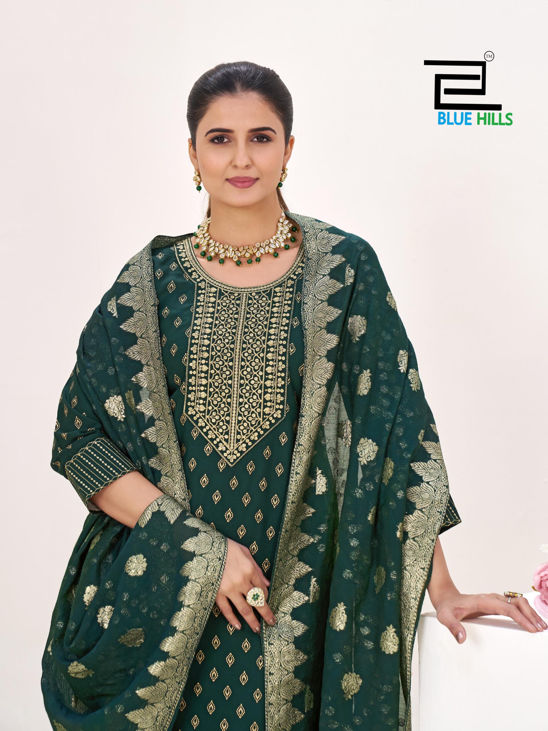 Stylish Blue Hills Aisha Rayon With Embroidery Kurti Pant And Dupatta Collection Wholesale 2026