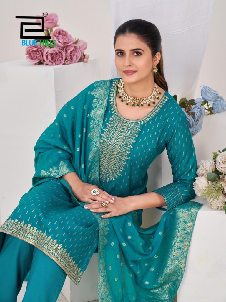 Stylish Blue Hills Aisha Rayon With Embroidery Kurti Pant And Dupatta Collection Wholesale 2026