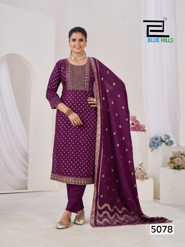 Stylish Blue Hills Aisha Rayon With Embroidery Kurti Pant And Dupatta Collection Wholesale 2026
