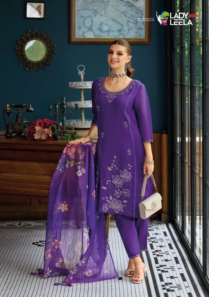 Beautiful Lady Leela Saiyaraa Viscose Mul Chanderi Embroidery And Beads Work Kurti Bottom With Dupatta Wholesale 2026
