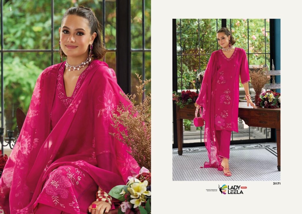 Beautiful Lady Leela Saiyaraa Viscose Mul Chanderi Embroidery And Beads Work Kurti Bottom With Dupatta Wholesale 2026