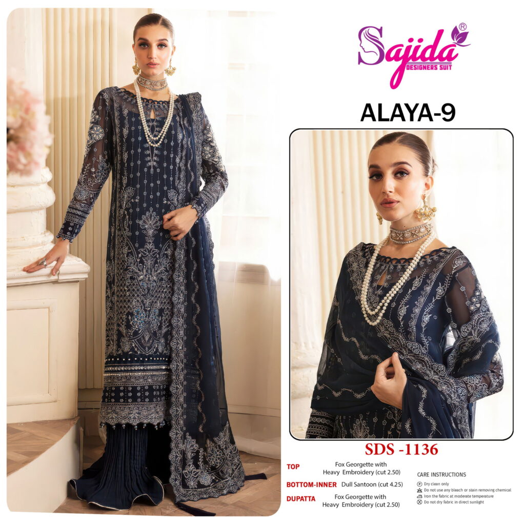 Stylish Sajida Alaya Vol 9 Georgette With Embroidered Pakistani Salwar Kameez Wholesale 2026