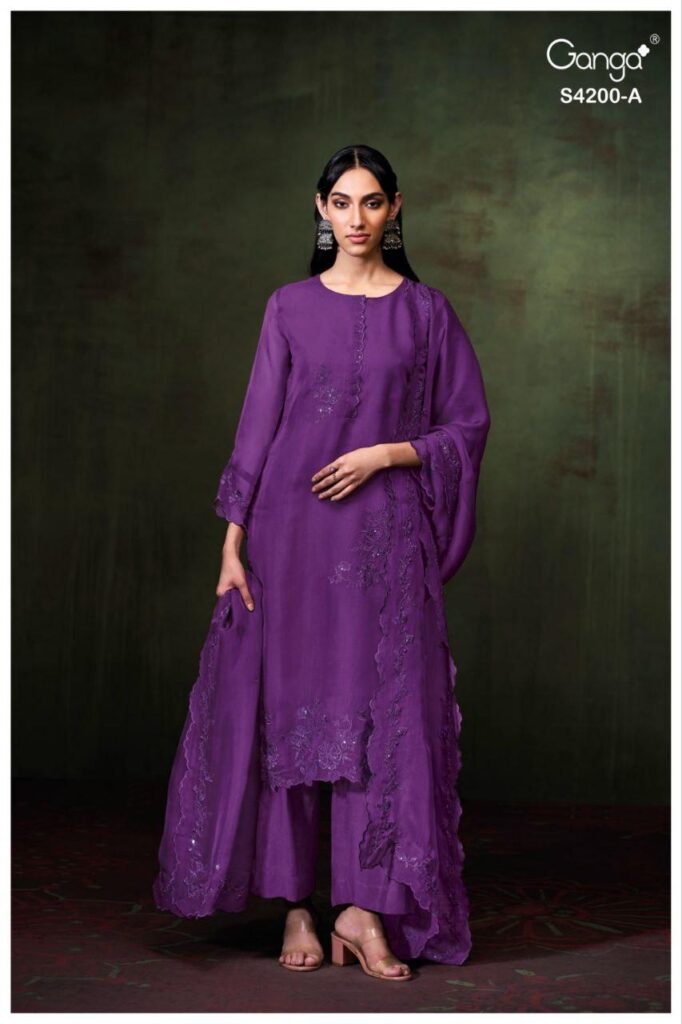 Launching Ganga Ishina 4200 Bemberg Silk Embroidery Work Salwar Kameez Wholesale 2026