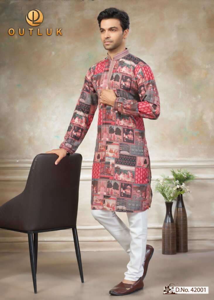 Launching Outluk Wedding Vol 42 Cotton Digital And Work Kurta And Pajama Collection Wholesale 2026