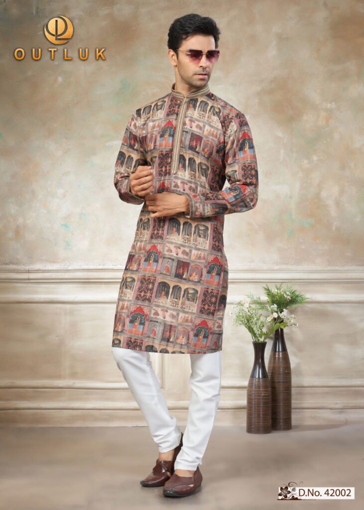 Launching Outluk Wedding Vol 42 Cotton Digital And Work Kurta And Pajama Collection Wholesale 2026