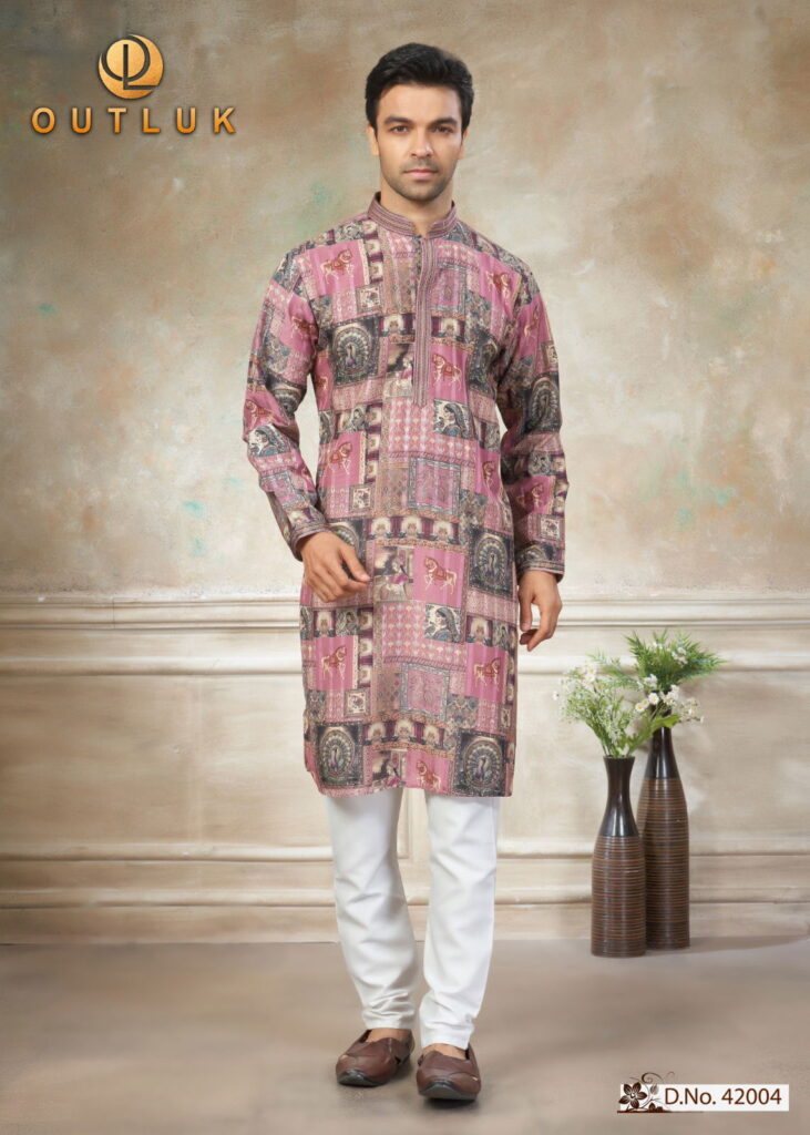Launching Outluk Wedding Vol 42 Cotton Digital And Work Kurta And Pajama Collection Wholesale 2026