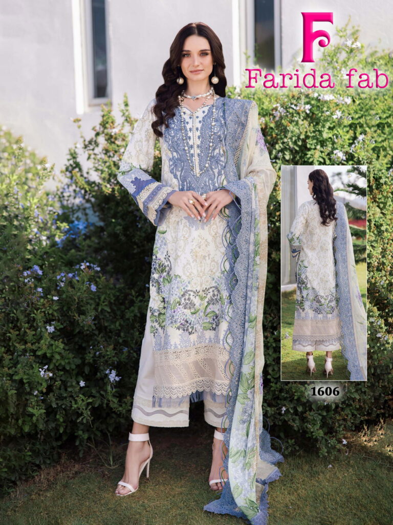 Stylish Farida Fab Ellija B Heavy Luxury Lawn Cotton Dress Material Collection Wholesale 2026