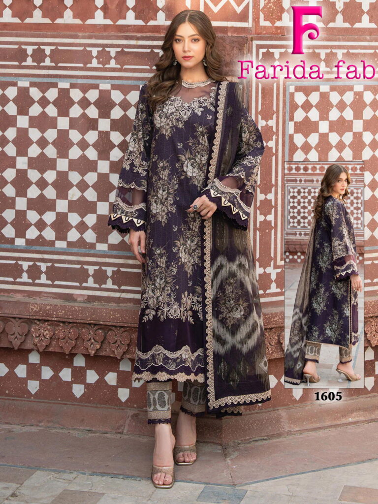 Stylish Farida Fab Ellija B Heavy Luxury Lawn Cotton Dress Material Collection Wholesale 2026