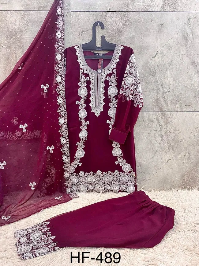 Stylish Hoor Tex HF 489 A to D Pakistani Salwar Suit With Embroidery Work Wholesale 2026