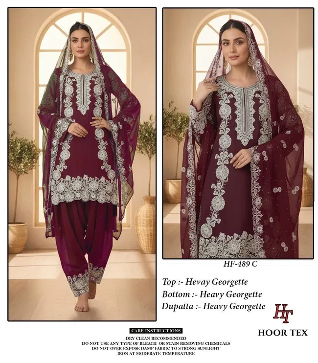 Stylish Hoor Tex HF 489 A to D Pakistani Salwar Suit With Embroidery Work Wholesale 2026