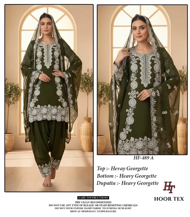Stylish Hoor Tex HF 489 A to D Pakistani Salwar Suit With Embroidery Work Wholesale 2026