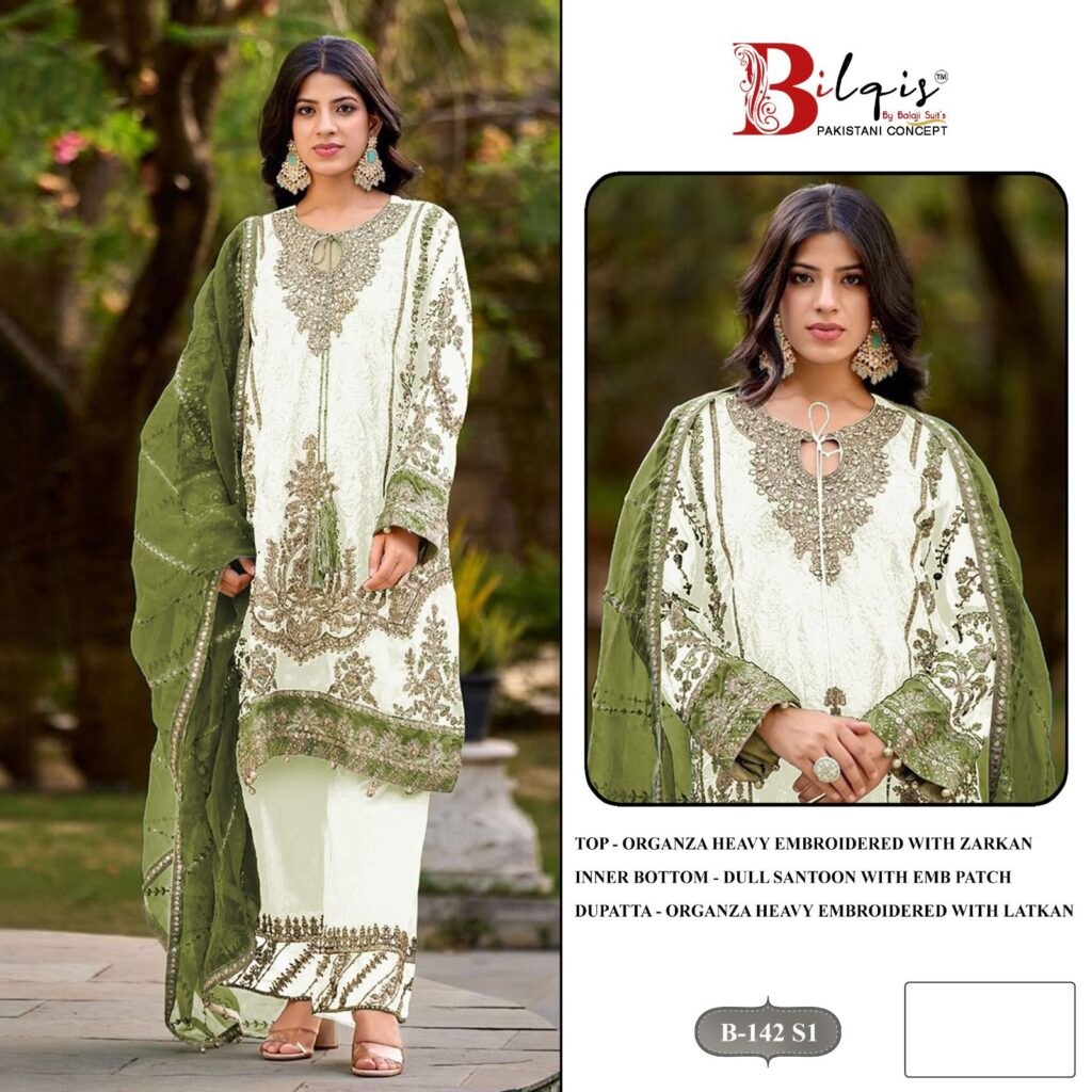 Launching Bilqis B 142 Q1 To T1 Organza Embroidery Work Pakistani Salwar Kameez Wholesale 2026