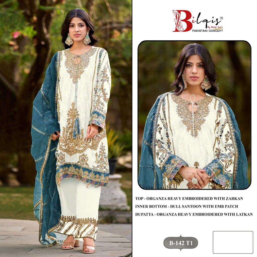 Launching Bilqis B 142 Q1 To T1 Organza Embroidery Work Pakistani Salwar Kameez Wholesale 2026