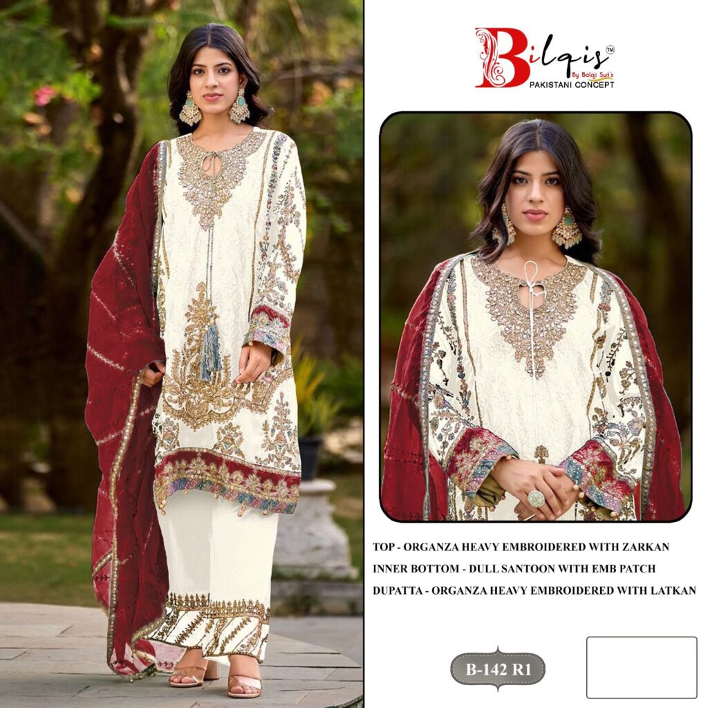 Launching Bilqis B 142 Q1 To T1 Organza Embroidery Work Pakistani Salwar Kameez Wholesale 2026