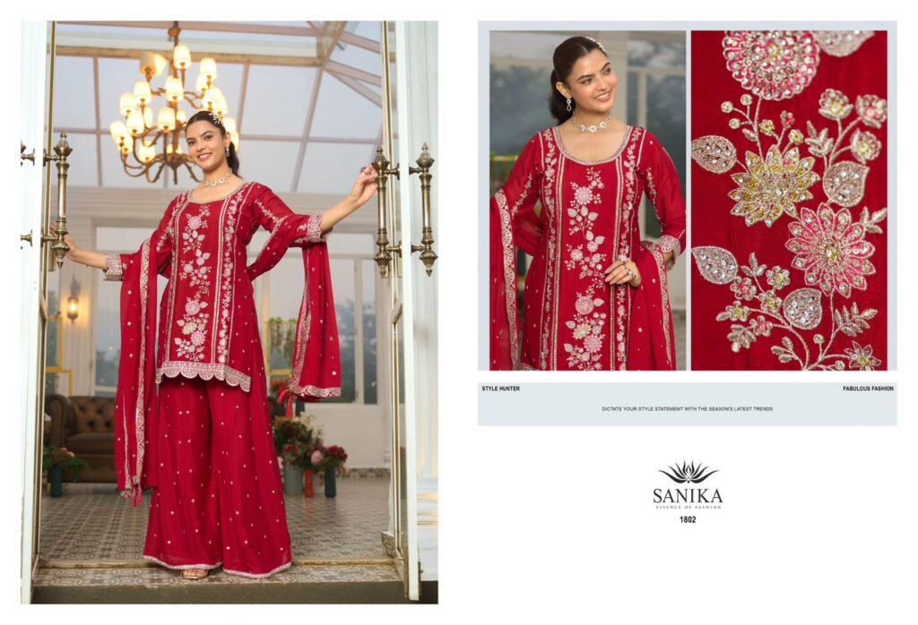 Beautiful Sanika Rango Ka Jashan Chinon Silk Heavy Embroidery Top Plazzo With Dupatta Wholesale 2026