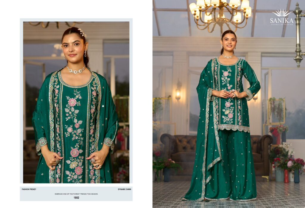 Beautiful Sanika Rango Ka Jashan Chinon Silk Heavy Embroidery Top Plazzo With Dupatta Wholesale 2026