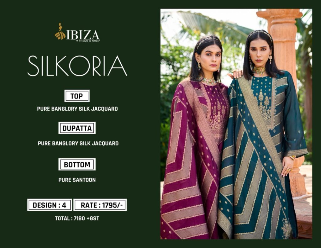 Beautiful Ibiza Silkoriya Banglory Silk Jacquard Salwar Kameez Wholesale 2026