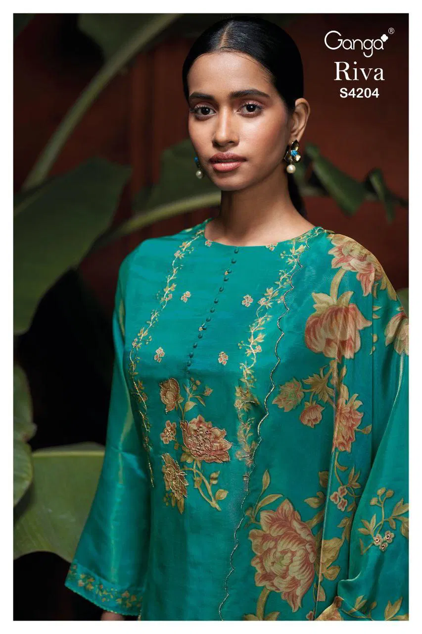 Beautiful Ganga Riva 4204 Bemberg Silk Printed Embroidery Salwar Kameez Wholesale 2026