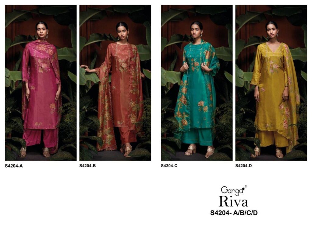 Beautiful Ganga Riva 4204 Bemberg Silk Printed Embroidery Salwar Kameez Wholesale 2026