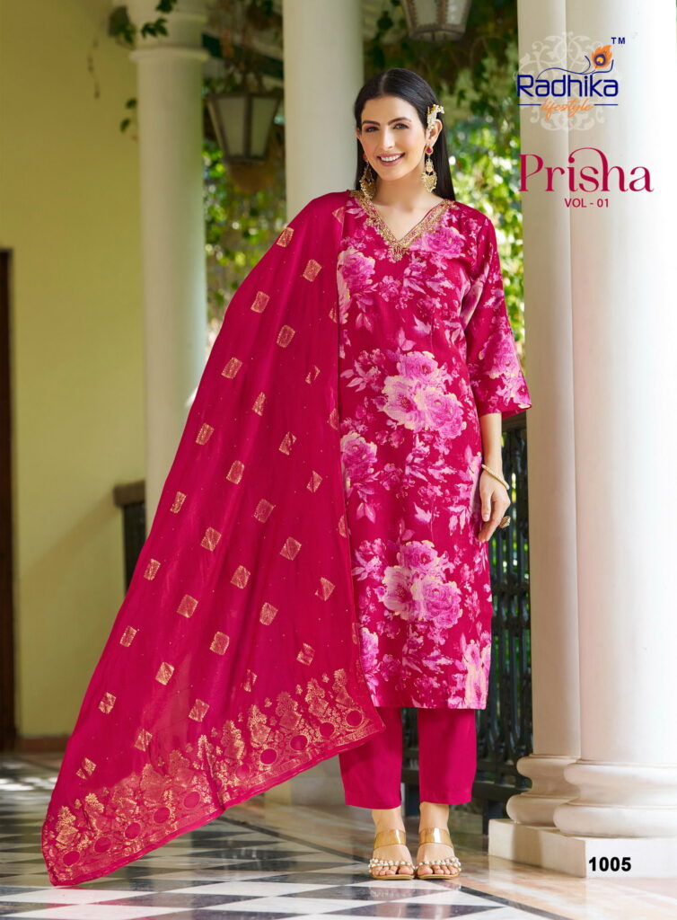 Launching Radhika Prisha Vol 1 Milano Print With Handwork Kurti Pant And Dupatta Wholesale 2026