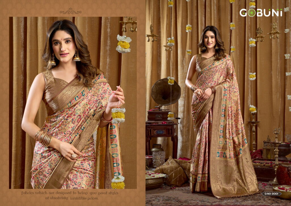 Buy Gobuni Simran Cluster Digital Printed Saree Collection Wholesale 2026