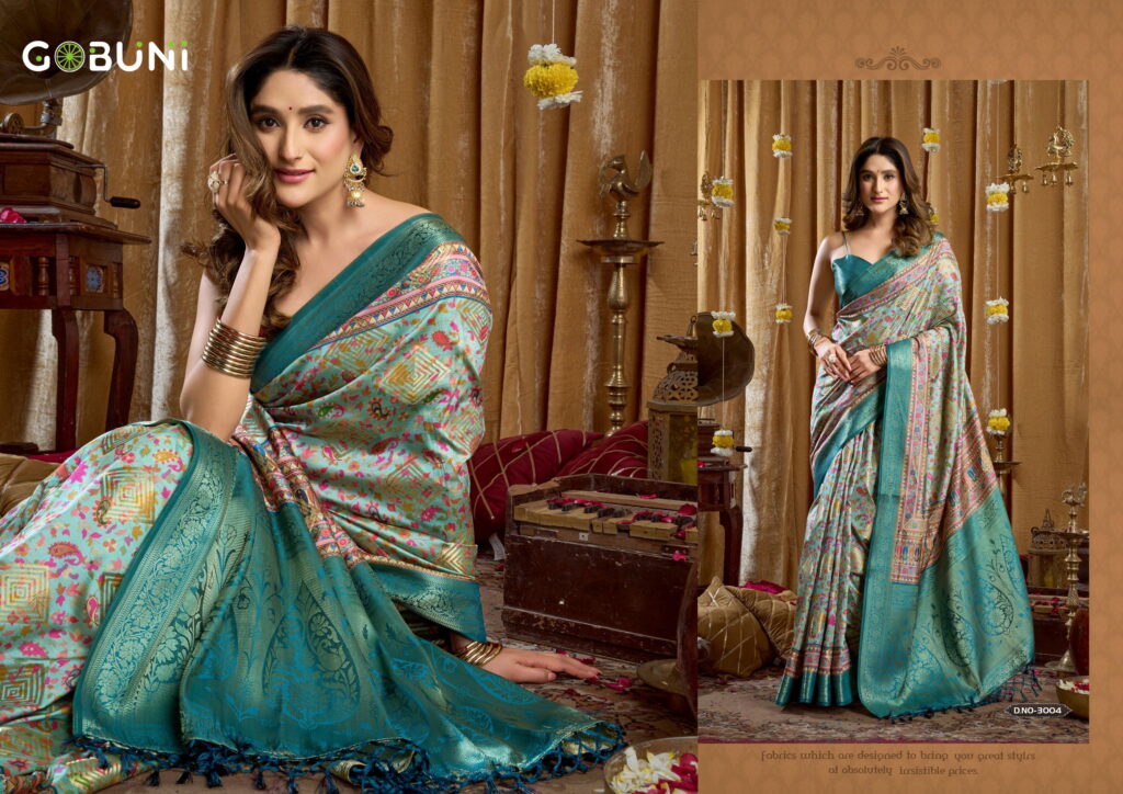 Buy Gobuni Simran Cluster Digital Printed Saree Collection Wholesale 2026