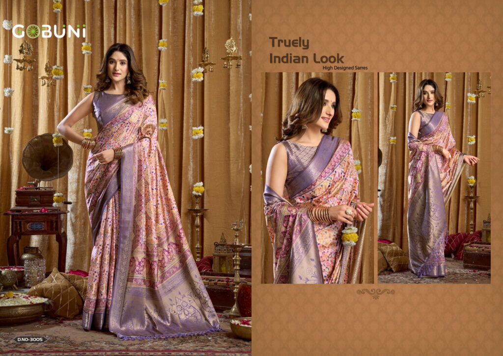 Buy Gobuni Simran Cluster Digital Printed Saree Collection Wholesale 2026