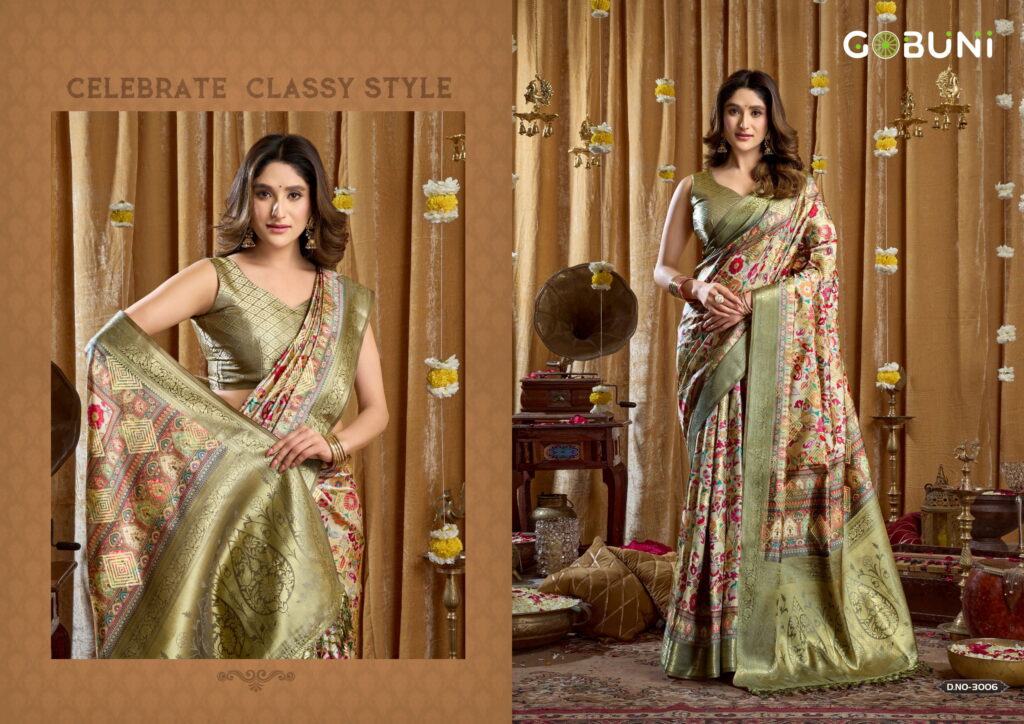 Buy Gobuni Simran Cluster Digital Printed Saree Collection Wholesale 2026