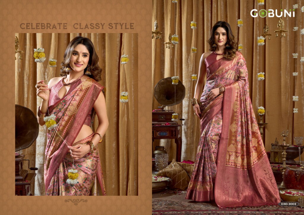 Buy Gobuni Simran Cluster Digital Printed Saree Collection Wholesale 2026