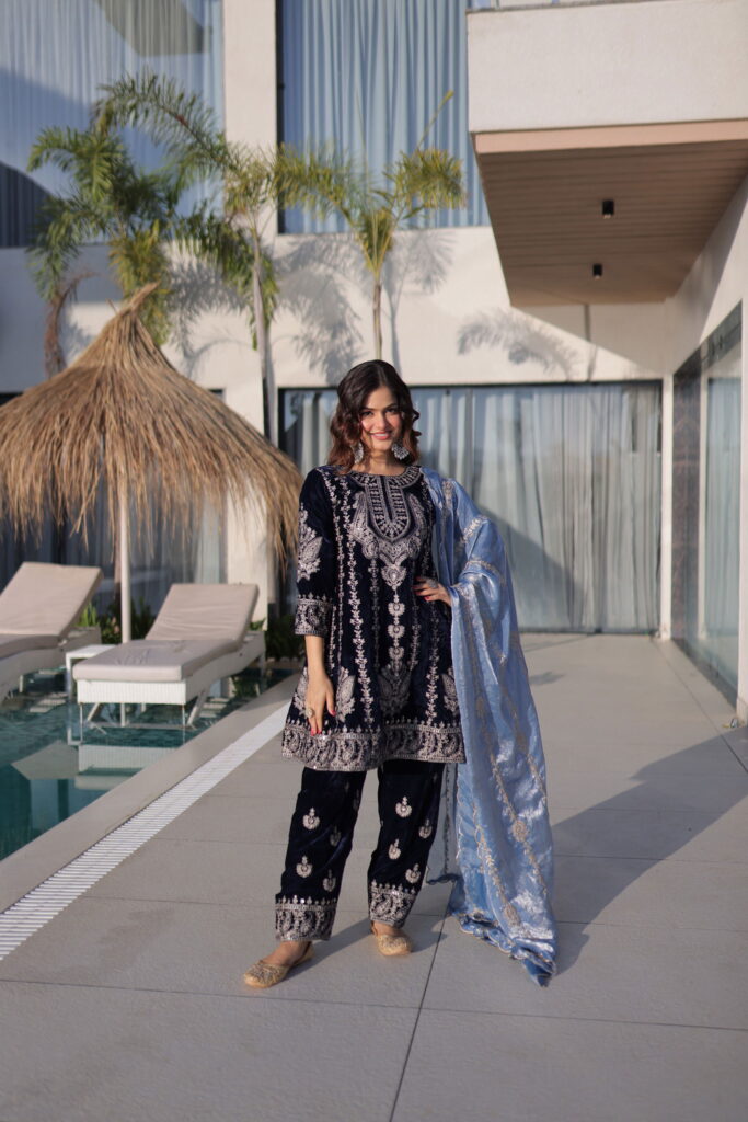 Buy Lekha KA 1228 Velvet Zari Embroidery Top Bottom With Dupatta Wholesale 2026