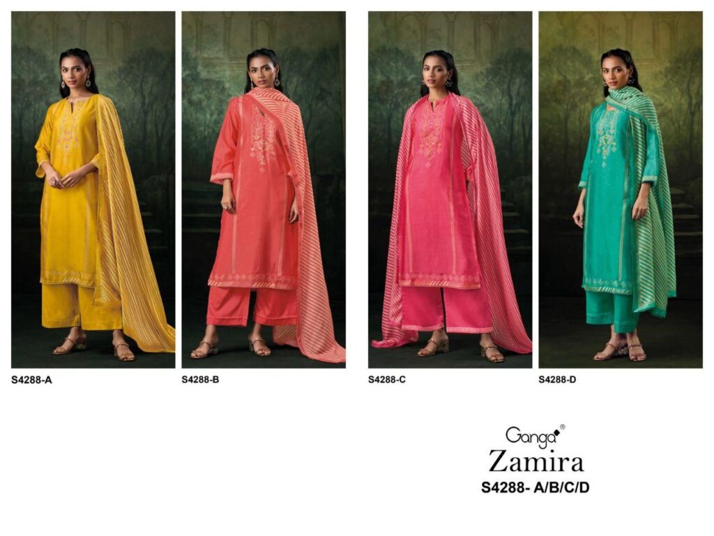Latest Ganga Zamira 4288 Bemberg Russain Silk Embroidery Salwar Kameez Wholesale 2026