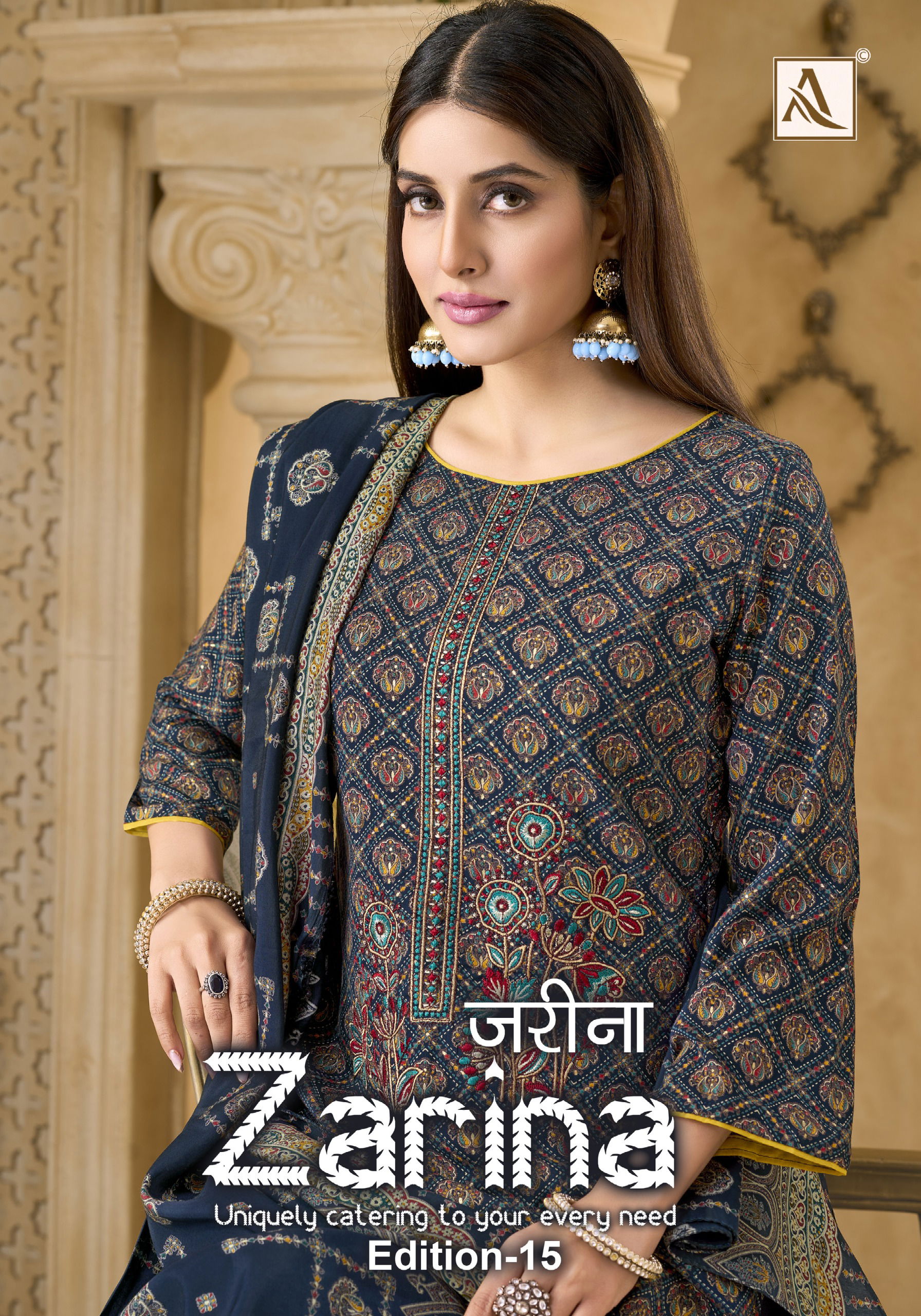 Launching Alok Zarina Edition 15 Viscose Discharge Print Embroidery Work Dress Material Wholesale 2026