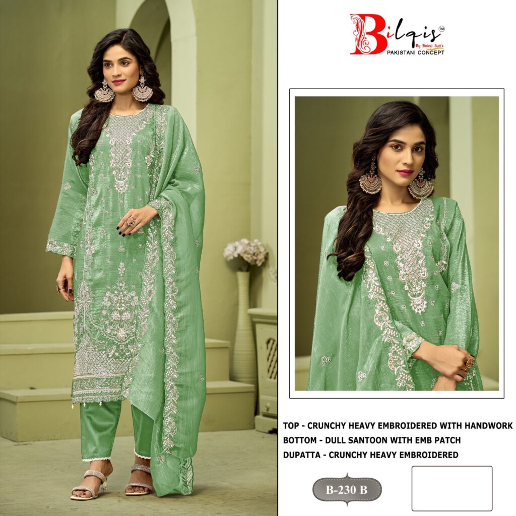 Launching Bilqis B 230 A To D Crunchy With Embroidered Pakistani Salwar Kameez Wholesale 2026
