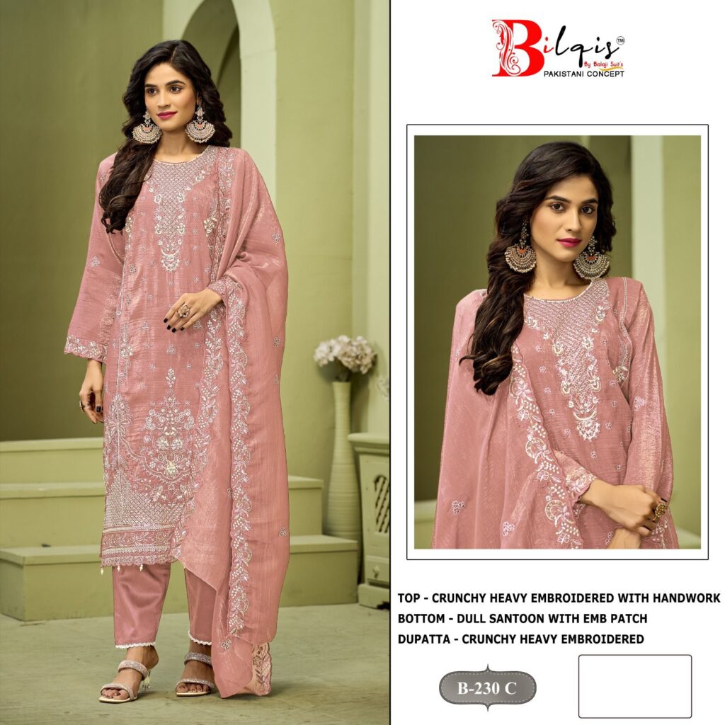 Launching Bilqis B 230 A To D Crunchy With Embroidered Pakistani Salwar Kameez Wholesale 2026