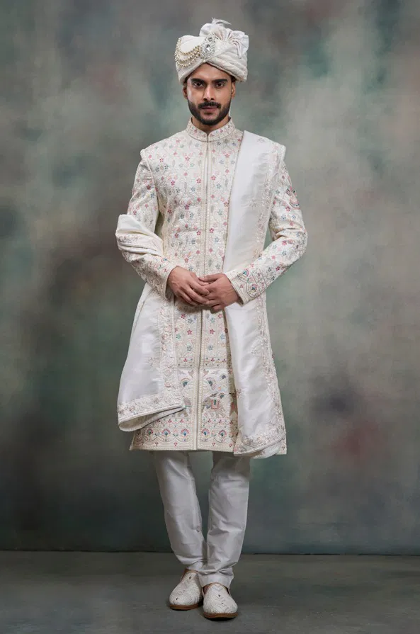 Latest Swarg 5090 to 5094 series Rose gold sherwani set Collection Wholesale 2026