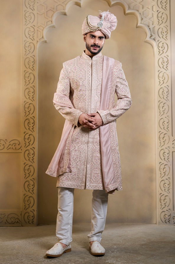 Latest Swarg 5090 to 5094 series Rose gold sherwani set Collection Wholesale 2026