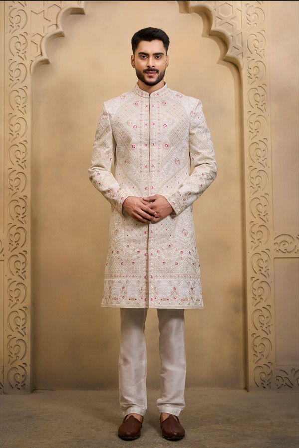 Latest Swarg 5090 to 5094 series Rose gold sherwani set Collection Wholesale 2026